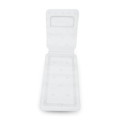 Full Body Spa Bath Mattress Cushion, Bathtub Mat with 30 Suction Cups, Quilted Foam Bathtub Cushion with Breathable Mesh for Smooth Tub Surfaces, White