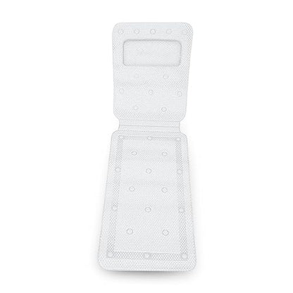 Full Body Spa Bath Mattress Cushion, Bathtub Mat with 30 Suction Cups, Quilted Foam Bathtub Cushion with Breathable Mesh for Smooth Tub Surfaces, White