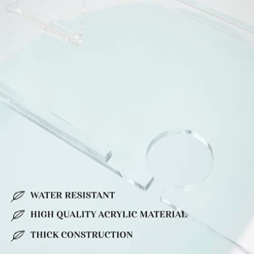 34" Supreme - Clear Acrylic Bathtub Tray Caddy Tub Shelf, Spa Board Luxury Bathroom Bath tub Table, Fits Across Bathtubs, Book, iPad and Wine Glass Holder (Supreme, 34") - size: 34"