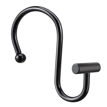 Gracelife Black Rust Resistant Metal T-Bar Shower Curtain Rings, Set of 12 - color: Black