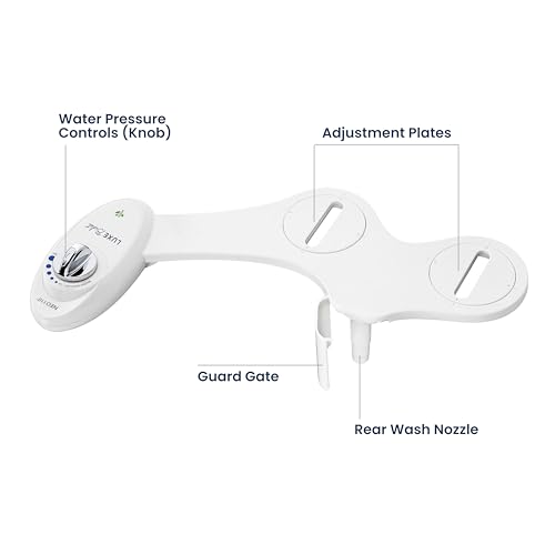 LUXE Bidet NEO 110 - Non-Electric Bidet Attachment for Toilet Seat, White | Single Nozzle, Adjustable Water Pressure, Rear Wash - color: White