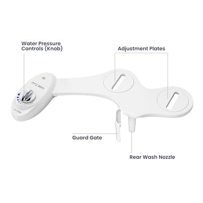LUXE Bidet NEO 110 - Non-Electric Bidet Attachment for Toilet Seat, White | Single Nozzle, Adjustable Water Pressure, Rear Wash - color: White