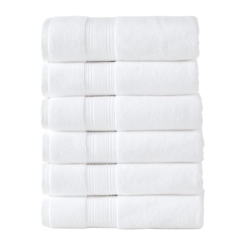Modern Threads Hotel Collection 6-Pack 100% Ring Spun Cotton, Highly Absorbent Quick Drying Bath Towel Set, White, 24x48 - size: 24x48