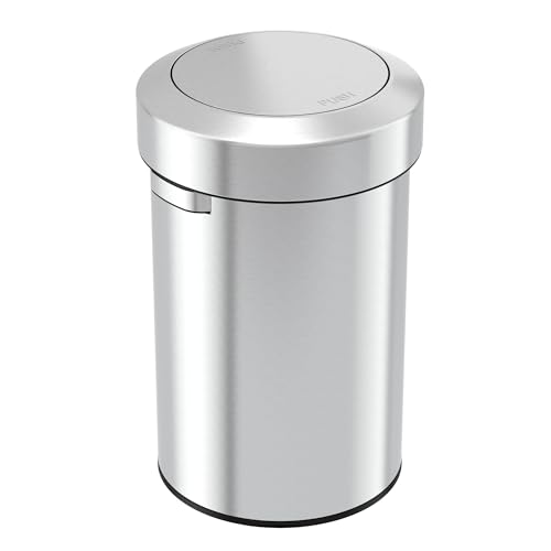 iTouchless Titan 17 Gallon Swing Open Trash Can, Stainless Steel Self-Balance Flip Top Lid Commercial Grade 64 Liter Garbage Can is Perfect for Business, Restaurant, Office and Kitchen - color: Silver, 17 Gal Swing Open