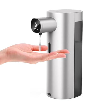Automatic Liquid Soap Dispenser Touchless, USB Rechargeable Smart Hand Soap Dispenser, 13.5oz/400ml, 3-Level Adjustable, Compatible with Thick Thin Dish Soap for Bathroom Kitchen, Clog-Free (Silver) - color: Silver