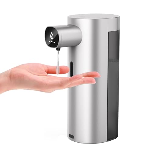 Automatic Liquid Soap Dispenser Touchless, USB Rechargeable Smart Hand Soap Dispenser, 13.5oz/400ml, 3-Level Adjustable, Compatible with Thick Thin Dish Soap for Bathroom Kitchen, Clog-Free (Silver) - color: Silver