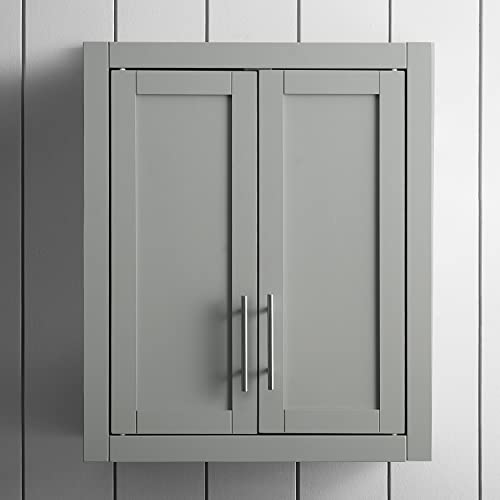 Crosley Furniture Savannah Wall Mounted Bathroom Storage Medicine Cabinet with Shelves, Gray - color: Grey, style: Wall Cabinet