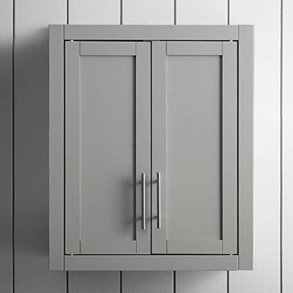 Crosley Furniture Savannah Wall Mounted Bathroom Storage Medicine Cabinet with Shelves, Gray - color: Grey, style: Wall Cabinet