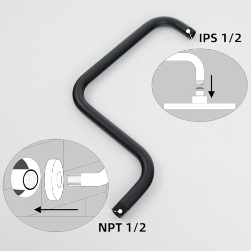 Shower Extension Arm, S shaped shower arm with Flange,Stainless Steel 13 Inch High Rise Shower Head Extender Arm,Matte Black,10Z3MK - color: Matte Black, style: S Shaped