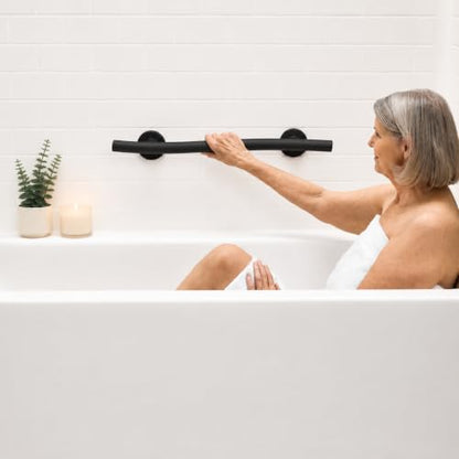 Seachrome 18'' Designer Wave Shaped Shower Grab Bar, Matte Black (GW-3518-QCR-MB) - color: Matte Black, size: 18