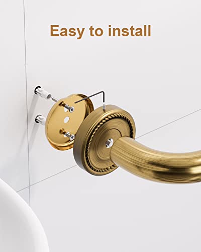 12 Inch Bronze Shower Grab Bar Gold, Munzong Antique Brass Bathroom Grab Bar w/Anti-Slip Knurled Grip, Bathroom Balance Bar, Safety Bath Handrail Support, Handicap Injury Elderly Senior Assist Handle | Anti-Slip Knurled Grip Bathroom Balance Bar Safety Ba