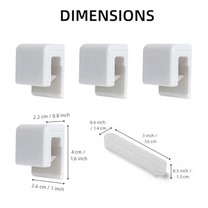 4-Pack Toothpaste Holder Wall Mounted, Plastic Tube Holders Clip for Shower | JM.JEEMI Tooth Paste Organizer Holder for Bathroom, Gripper for Face Cream Tubes c/w 1 Tube Squeezer - White, Small - size: Small_RT