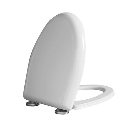 Elongated Toilet Seat, Easy Clean Hinges Release for Deep Cleans, Durable PP, Universal Fit, White