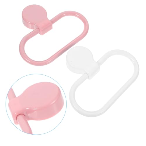 POPETPOP 2Pcs Adhesive Towel Ring Space Saving Plastic Hand Towel Holder for Bathroom Kitchen Modern Design Easy Installation Decor