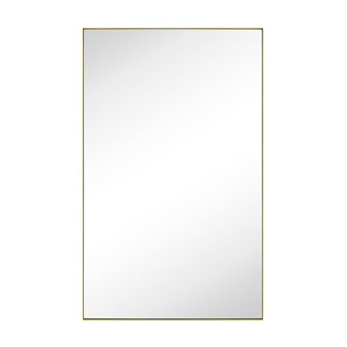 TEHOME Recessed Mount 16x26'' Squared Rectangle Brushed Gold Bathroom Medicine Cabinet with Mirror Gold Metal Framed Rectanglular Medicine Cabinet 2 Adjustable Glass Shelves - color: Brushed Gold