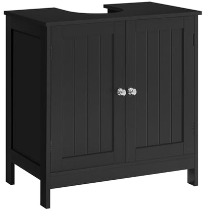 Iwell Pedestal Sink Storage Cabinet with 2 Doors and Shelf, Under Sink Cabinet, Bathroom Sink Cabinet with U-Shape, Black - color: Black Undersink