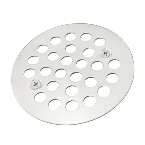 Stainless Steel Shower Drain Strainer Silver 4-1/4 Inch Screw-In Floor Drain Cover Replacement Grille