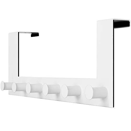 WEBI Over The Door Hooks,Door Hanger,Over The Door Towel Rack,6 Peg Hooks for Hanging,Door Coat Hanger Over The Door Coat Rack for Towels,Clothes,Behind Back of Bathroom,White - color: White, size: 1 Pack