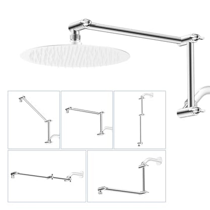 All-Metal 16" Shower Head Extension Arm, G1/2" Universal/Adjustable, Chrome | Flexible Brass Shower Head Extender Adjustable Height/Angle, Stainless Steel Rain Shower Pipe Height Extended with Lock Joint - color: Chrome, size: 16 Inch