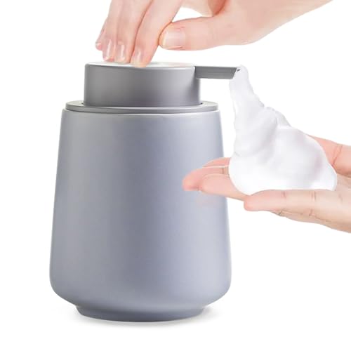 Ceramic Foaming Soap Dispenser, Elegant Bottle for Bathroom(Purple) | Chic Colors for Home Décor - color: Purple