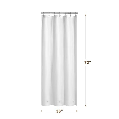 Barossa Design White Stall Shower Curtain Liner with 3 Magnets, 36x72 | 8G Thick PEVA, 7 Metal Grommets, 36 x 72 Inches for Small Bathroom Stall, PVC Free - color: 3a. White, size: 36"W x 72"L (Pack of 1)