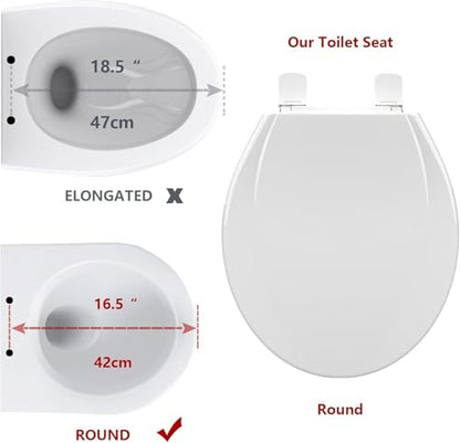 17" Round Toilet Seat With Built-In Toddler Seat - Easy Potty Training, Slow Close Feature, Easy Install & Clean, Perfect for Adults & Kids(White) - color: White, size: Round with Toddler Seat