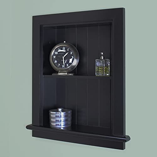 14x18 Aiden Recessed Wall Niche Medicine Cabinet Replacement, in The Wall Bathroom Cabinet Insert Shelf/Shelves, Made in North America, Real Wood, NO MDF, Beadboard, Black - color: Black, size: 14x18