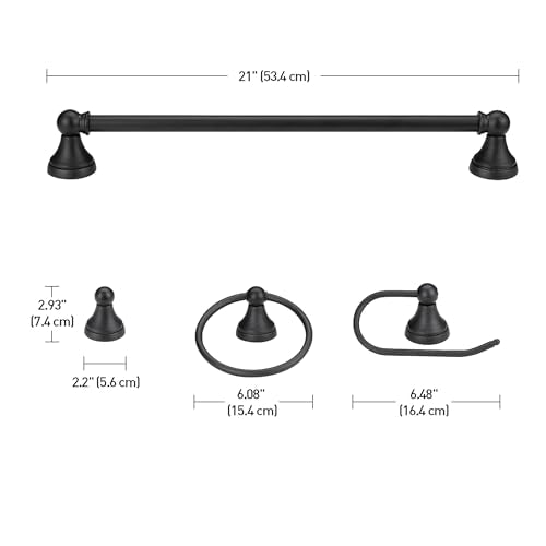 Globe Electric 51227 Jayden 5-Piece All-In-One Bathroom Set, Oil Rubbed Bronze, 3-Light Vanity Light with Frosted Glass Shades, Towel Bar, Toilet Paper Holder, Towel Ring, Robe Hook, Bulb Not Included - color: Oil-Rubbed Bronze