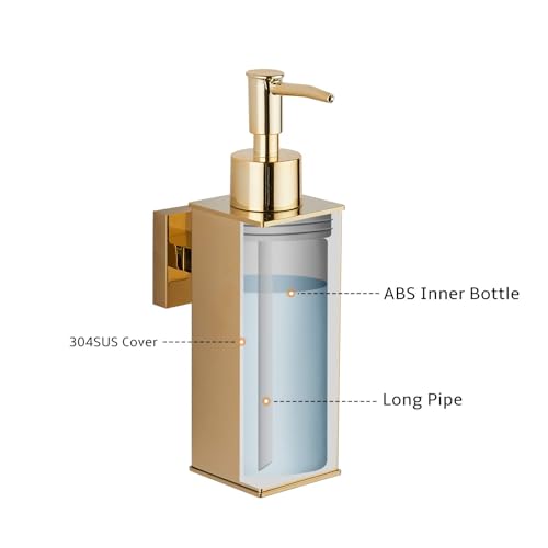BGL Soap Dispenser Stainless Steel 304 Wall Mount Gold Liquid and Soap Dispenser for Kitchen and Bathroom - color: Gold