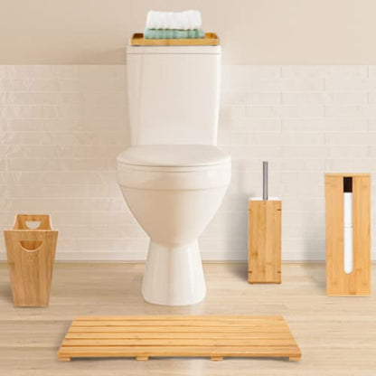 GOBAM Bamboo Toilet Paper Storage - Fits 3 Mega Toilet Paper, Bathroom Organizer, Toilet Paper Holder Stand, Bamboo Bathroom Accessories - Natural, 5.9 x 5.9 x 16.1 inches - size: 3 Roll - Square