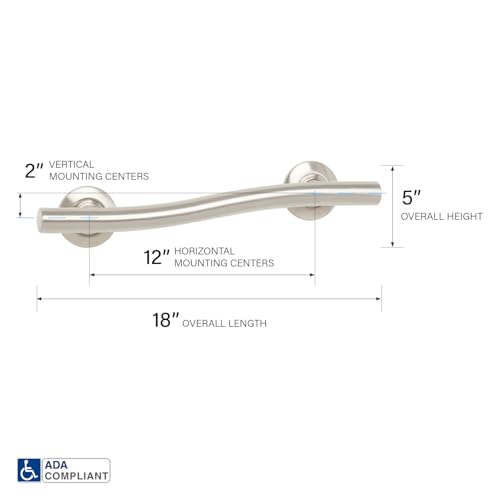 Seachrome 18 inch Bathroom Wave Grab Bar Satin Finish - color: Satin, size: 18
