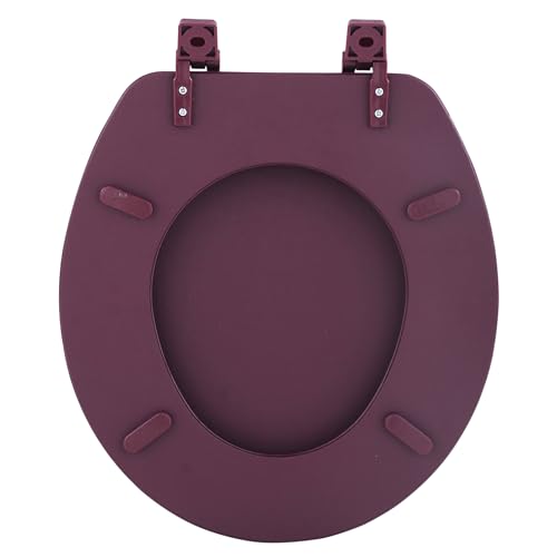 PowerSellerUSA Vinyl Round Soft Toilet Seat, Adjustable Hinges Toilet Seats with Non Slip Grip Tight Bumpers, Standard Heavy Duty Plastic Bathroom Toilet Seat Close Lid Set, Burgundy - color: Burgundy - Vinyl, size: 17" Standard