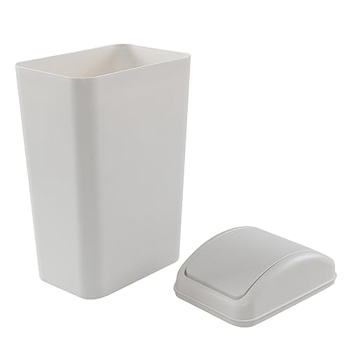 Cand 14 L Small Plastic Garbage Can, Slim Swing Lid Trash Bins, Light Grey - color: Grey