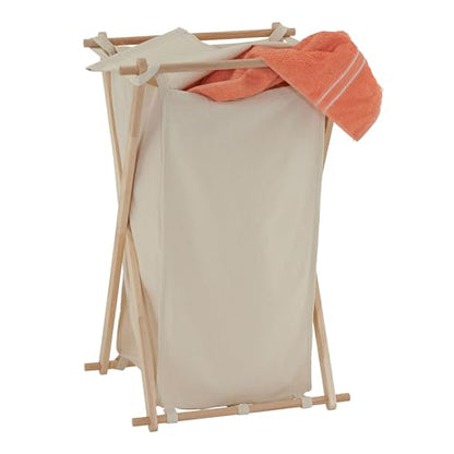 Household Essentials 6785-1 Collapsible Wood X-Frame Laundry Hamper with Fold Over Lid - color: Natural, style: Hamper