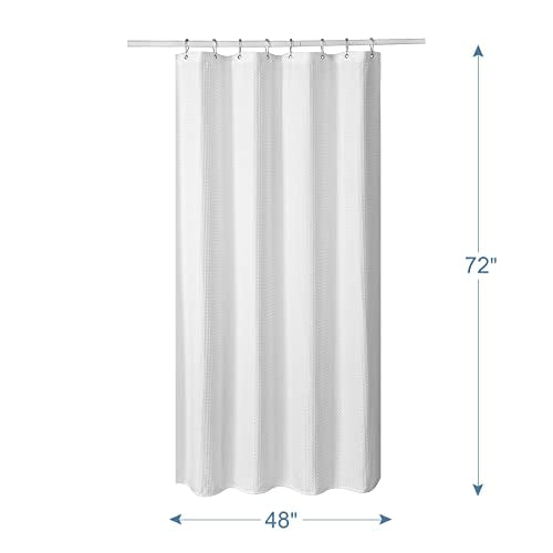 AmazerBath Waffle Shower Curtain White, Stall Shower Curtain 48 x 72 Inches, Fabric Curtain Heavy Duty 240GSM, Hotel Quality Bathroom Curtains - color: White, size: 48"W x 72"L (Pack of 1)