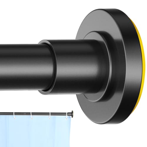 CorkLatta Black Shower Curtain Rod 31 to 104 Inch,1 Inch Diameter Adjustable Spring Tension Curtain Rod No Drilling Stainless Steel Telescoping Rod,No Rust | 1 Inch Diameter Stainless Steel Tension Curtain Rod Non slip, No Drill Shower Rods for Bathroom,E