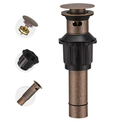 5/8 Inch Bathroom Faucet Vessel Vanity Sink Pop Up Drain Assembly Stopper | with Overflow Push & Seal Copper by Homevacious - color: Copper, style: With Overflow