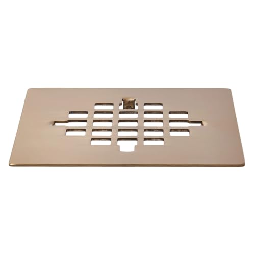 4-1/4 Inch Square Snap-in Shower Drain Brushed Golden | 304 stainless steel Shower Strainer Grid, large flow anti-clog, 4.25 inch square size fits most household shower drains - color: Brushed Golden