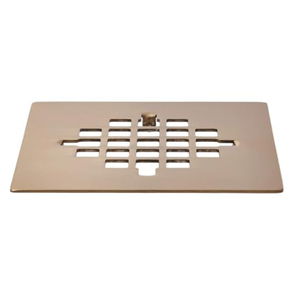 4-1/4 Inch Square Snap-in Shower Drain Brushed Golden | 304 stainless steel Shower Strainer Grid, large flow anti-clog, 4.25 inch square size fits most household shower drains - color: Brushed Golden