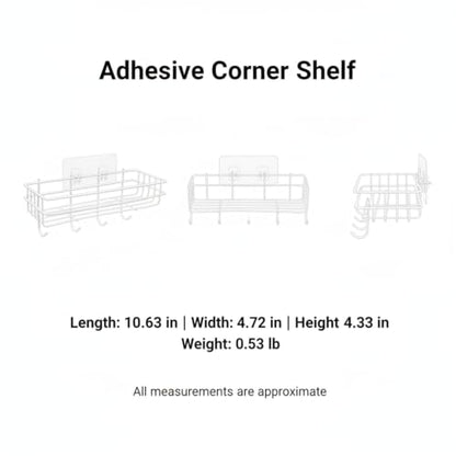 Adhesive Corner Shelf, Carbon Steel Wall Mount Storage Organizer for Bathroom Shower and Kitchen (1 PC) - size: 10.63 x 4.72 x 4.33 in