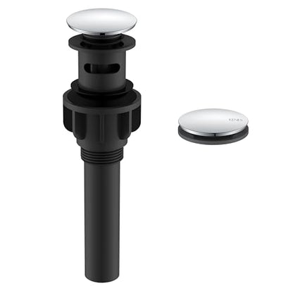 KENES Chrome Bathroom Pop Up Sink Drain with Overflow, Lavatory Bathroom Vanity Sink Drain Stopper, Sink Drain Assembly with Overflow Anti Clog Pop Up Drain - color: Chrome, size: Big Pop up Cap (With Overflow)