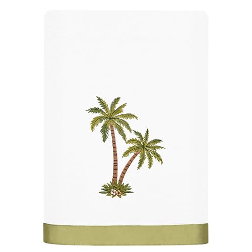 Flourish 4-Piece Premium Towel Set, Island Style Embroidery, Plush Turkish Cotton, Durable & Quick Dry, Elegant Bath Ensemble, 2 Bath 2 Hand Towels, White - color: White, size: 2 Pcs Bath 2 Pcs Hand Towel