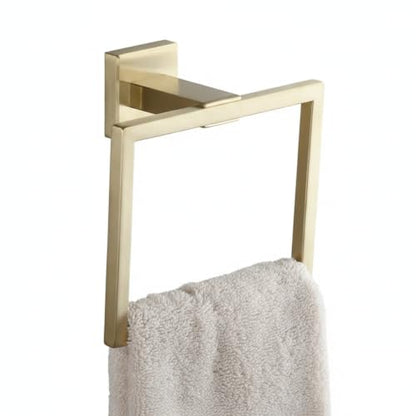 Homeowners Square Towel Ring, Stainless Steel Wall Mount Hand Towel Holder for Bathroom Vanity - color: Gold