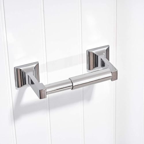 TuoxinEM 2 Pieces Universal Plastic Spring Loaded Toilet Paper Holder Roller Replacement, Chrome (Silver)