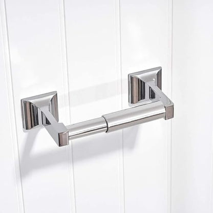 TuoxinEM 2 Pieces Universal Plastic Spring Loaded Toilet Paper Holder Roller Replacement, Chrome (Silver)