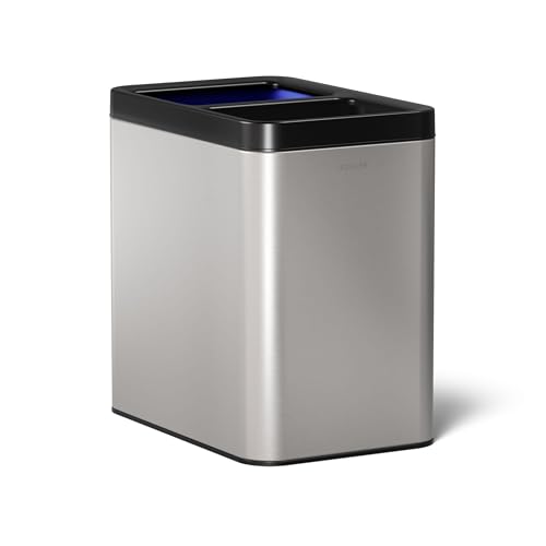 Kohler K-31315-ST 22-Liter Dual-Bin Open-Top Trash Can, Stainless Steel - color: Stainless Steel, size: 5.8 Gallon - Open Top