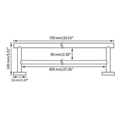 Miyili Double Towel Bar 30-Inch Stainless Steel Bathroom Towel Rack Holder Wall Mount Polished Finish - color: Polished, size: 30-Inch