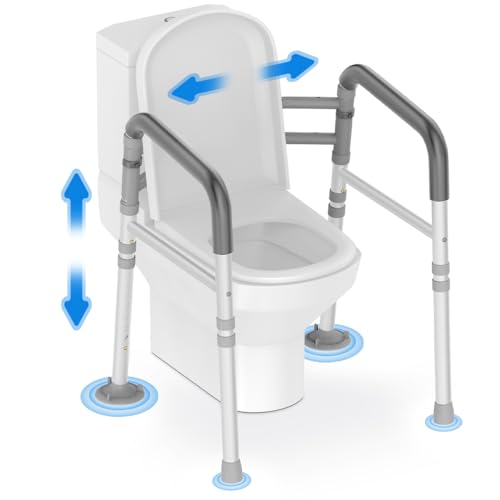 Delog Toilet Safety Rails 300 lb - Adjustable Toilet Safety Frame & Rails, Toilet Safety Rail for Elderly Adults, Toilet Handles for Seniors, Toilet Bars for Elderly & Handicap (Gray) - color: Gray