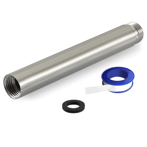 Shower Extension Arm, Solid Stainless Steel Shower Pipe Extension with Teflon Tape and Washer, For Lowering or Extending Showerhead (6 Inch, Brushed Nickel) - color: Brushed Nickel, style: 6 Inch