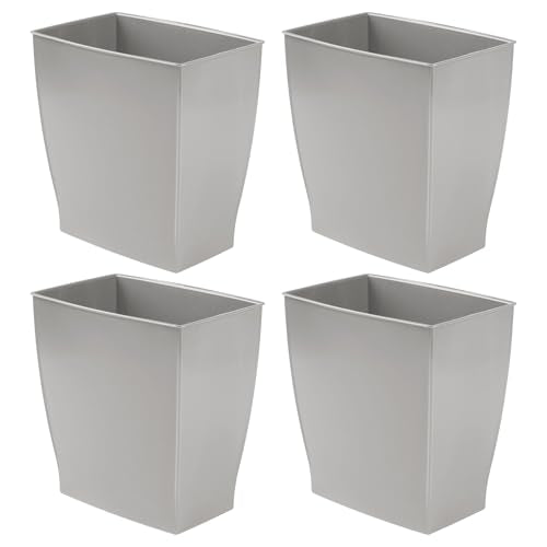 iDesign Small Plastic Bathroom Trash Can, Slim Rectangle, 4-Pack | Garbage Bin - color: Gray, style: Pack of 4